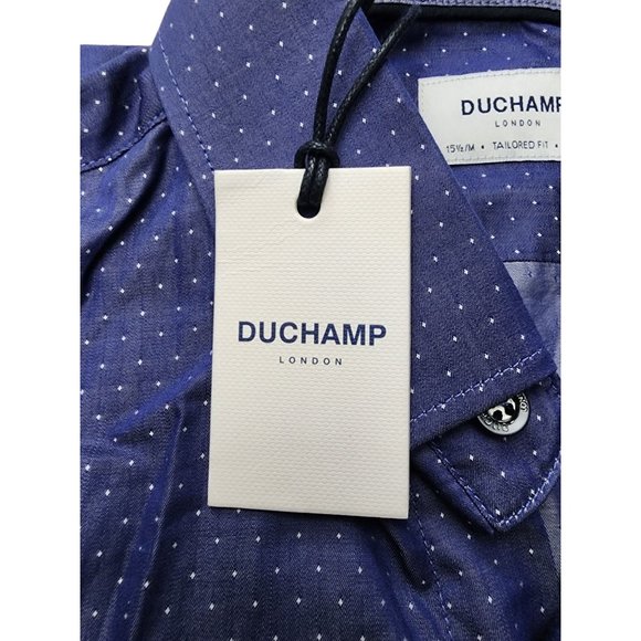 Duchamp London NWT Blue Purple Dot Longsleeve Tailored Fit Shirt 39 15 1/2 - Picture 3 of 4